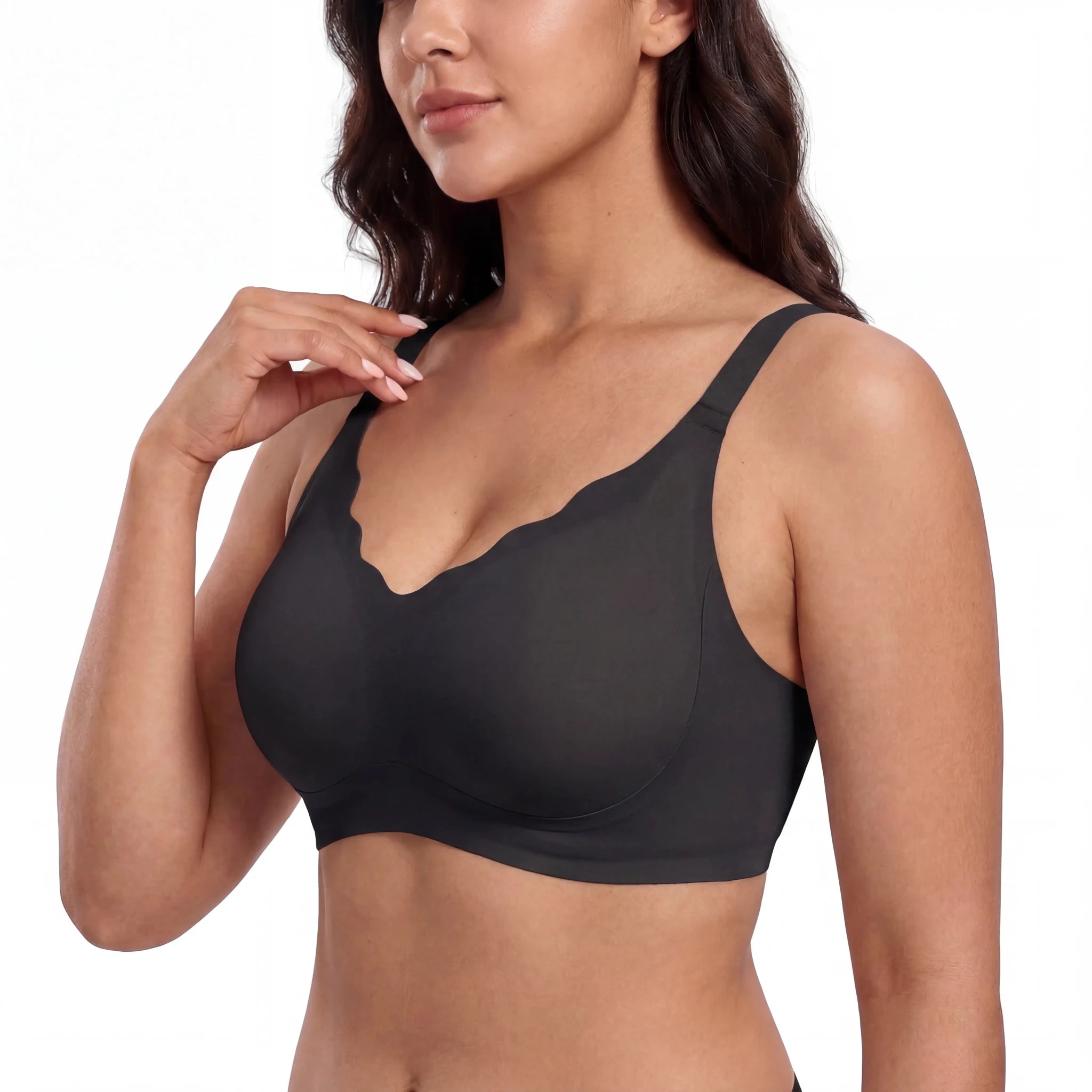 Scalloped Structured Lift Bra - Bra for Black - Available at Bella Bra