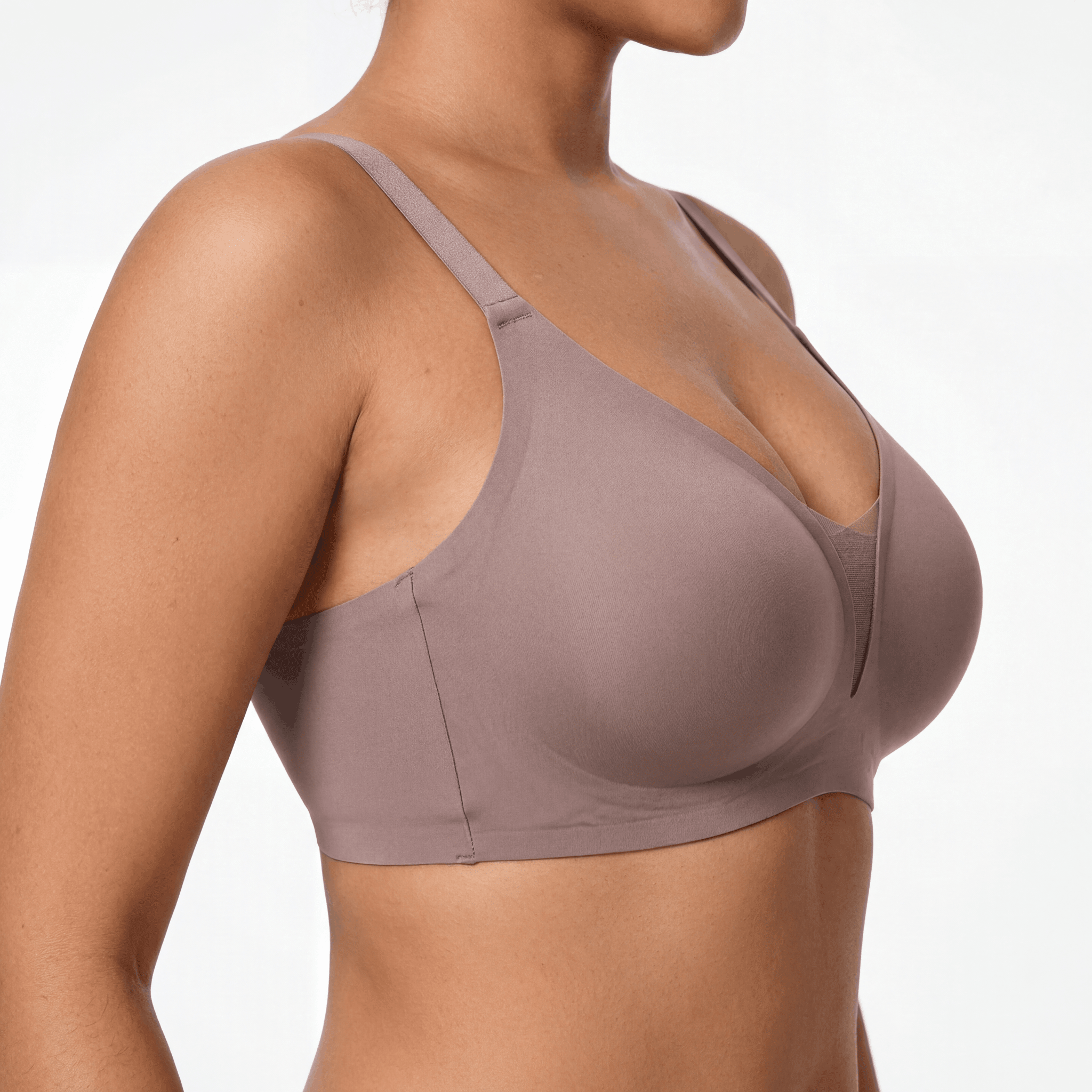 V - Neck Mesh Detail Bra - Bra for Coffee - Available at Bella Bra