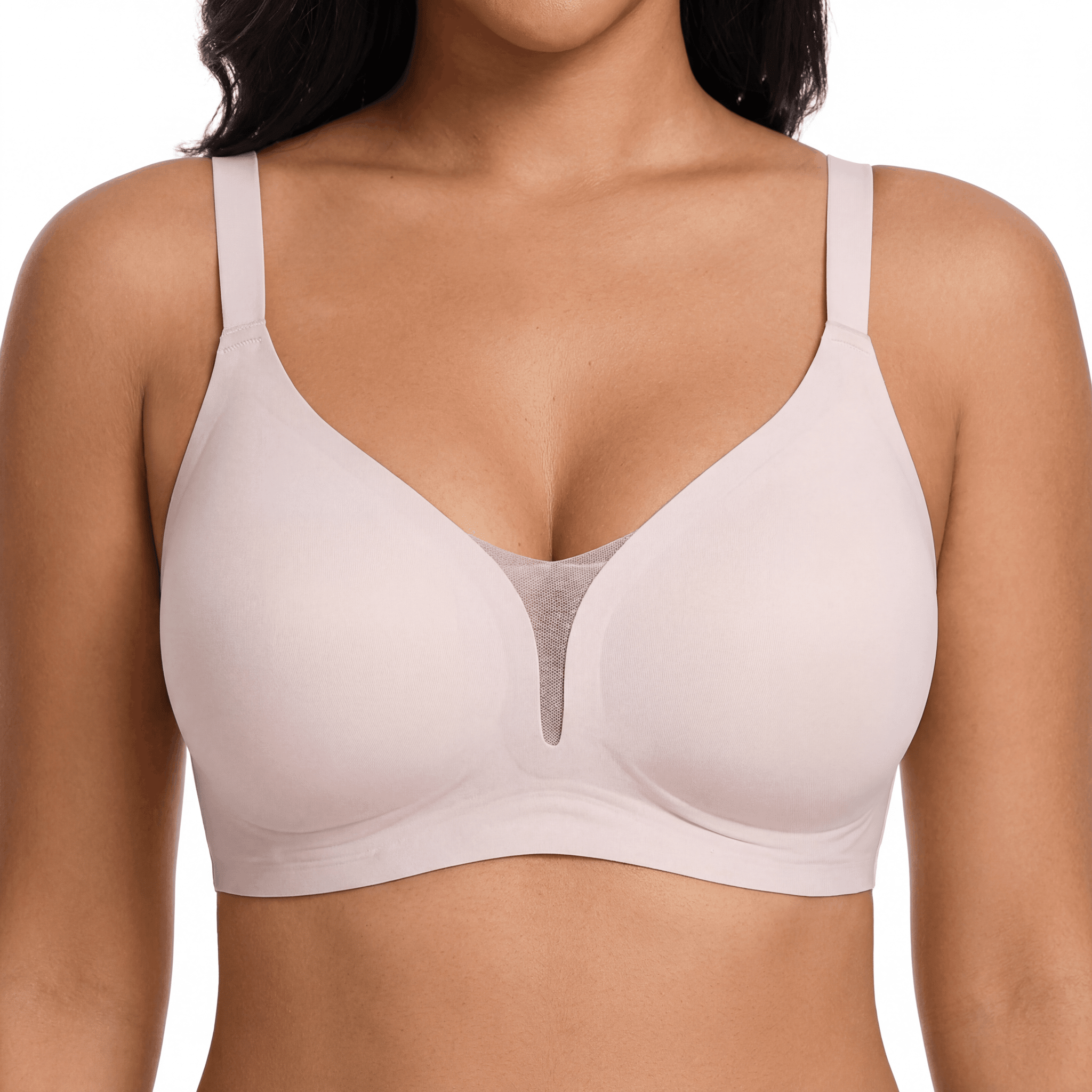 V - Neck Mesh Detail Bra - Bra for Nude - Available at Bella Bra
