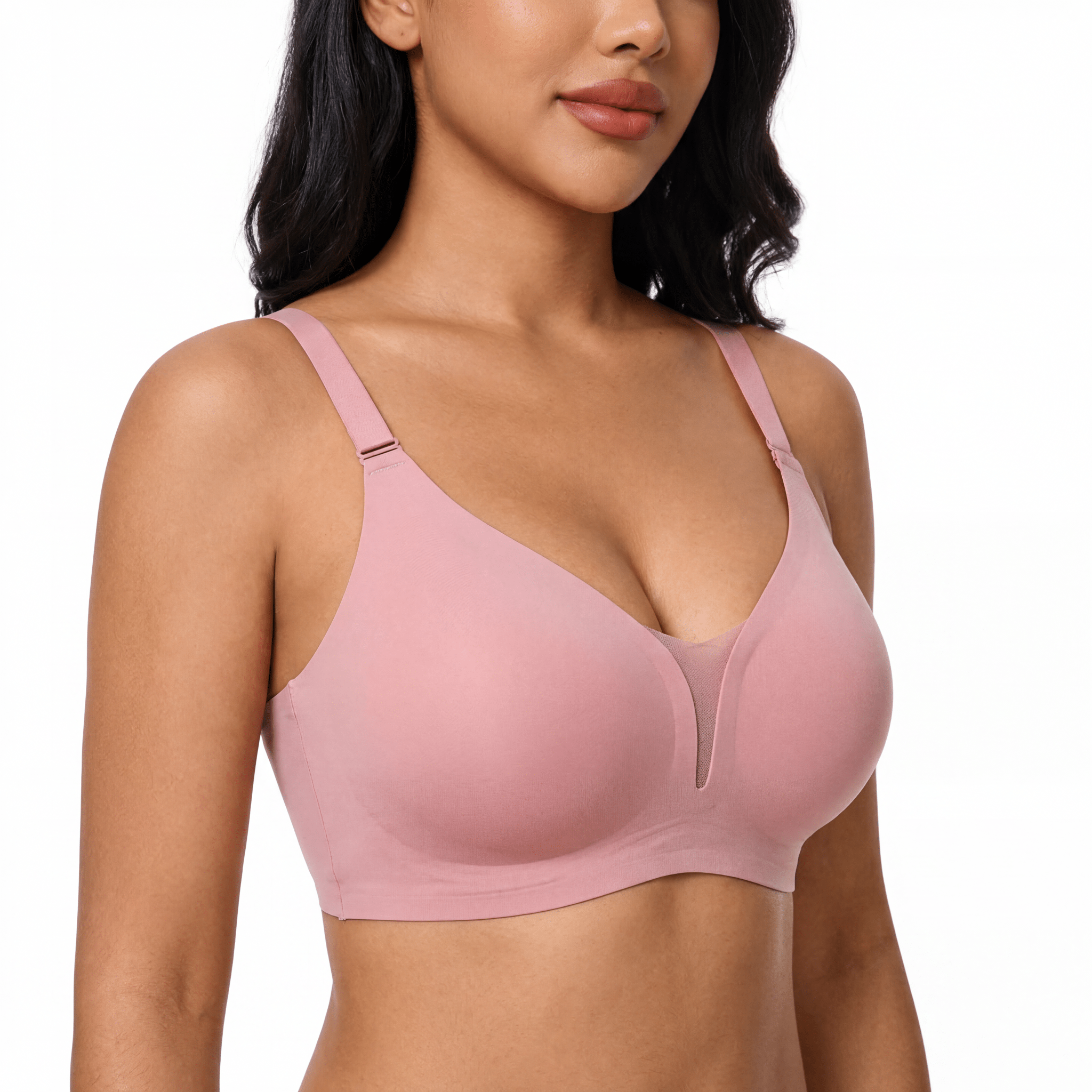 V - Neck Mesh Detail Bra - Bra for Pink - Available at Bella Bra