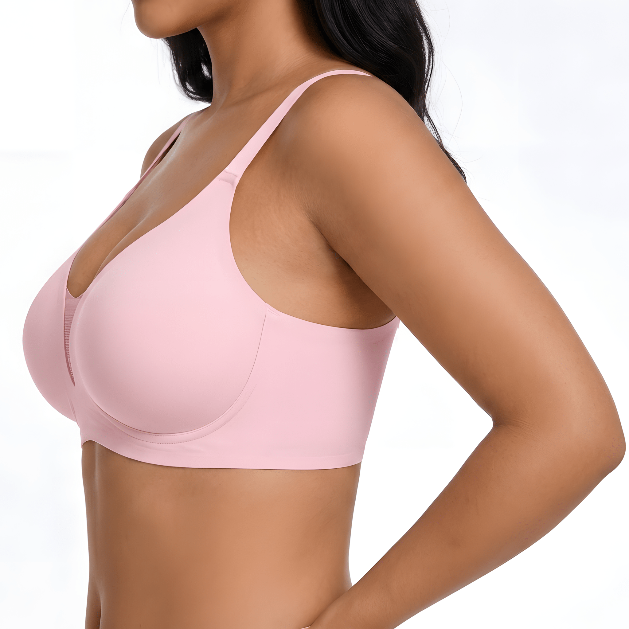 V - Neck Mesh Detail Bra - Bra for Pink - Available at Bella Bra