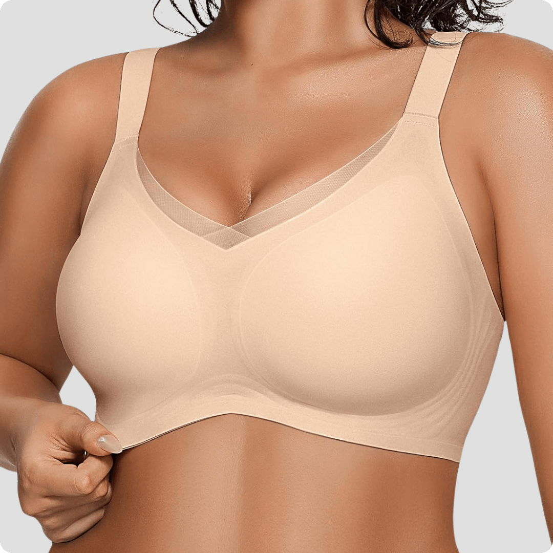Wireless V - Neck Crossover Mesh Bra - for Nude - Available at Bella Bra