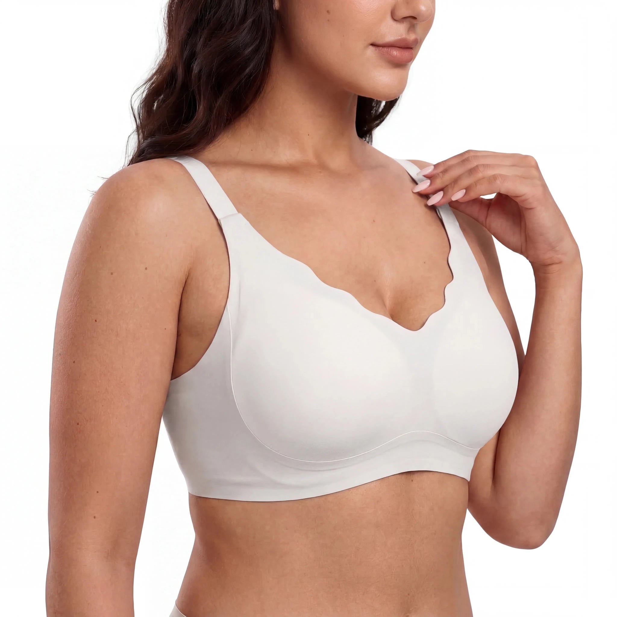 Scalloped Structured Lift Bra - Bra for White - Available at Bella Bra