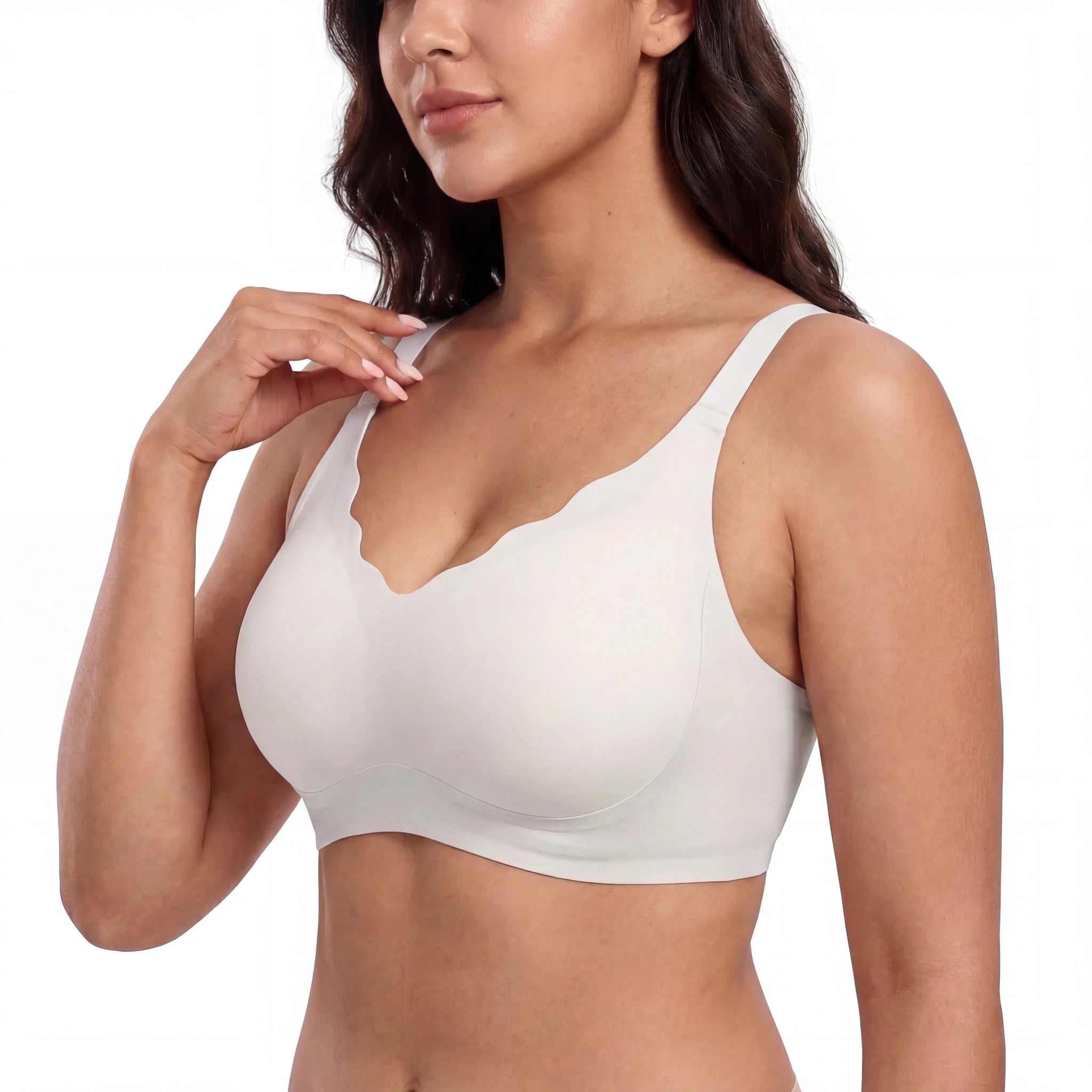 Scalloped Structured Lift Bra - Bra for White - Available at Bella Bra