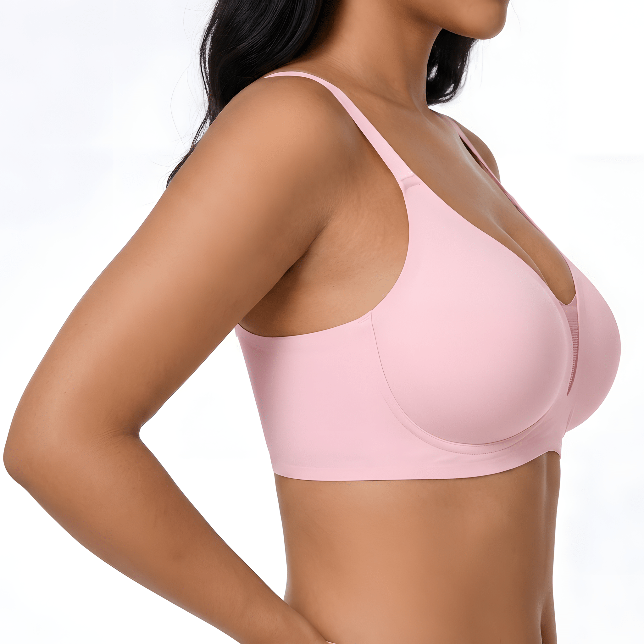 V - Neck Mesh Detail Bra - Bra for Pink - Available at Bella Bra
