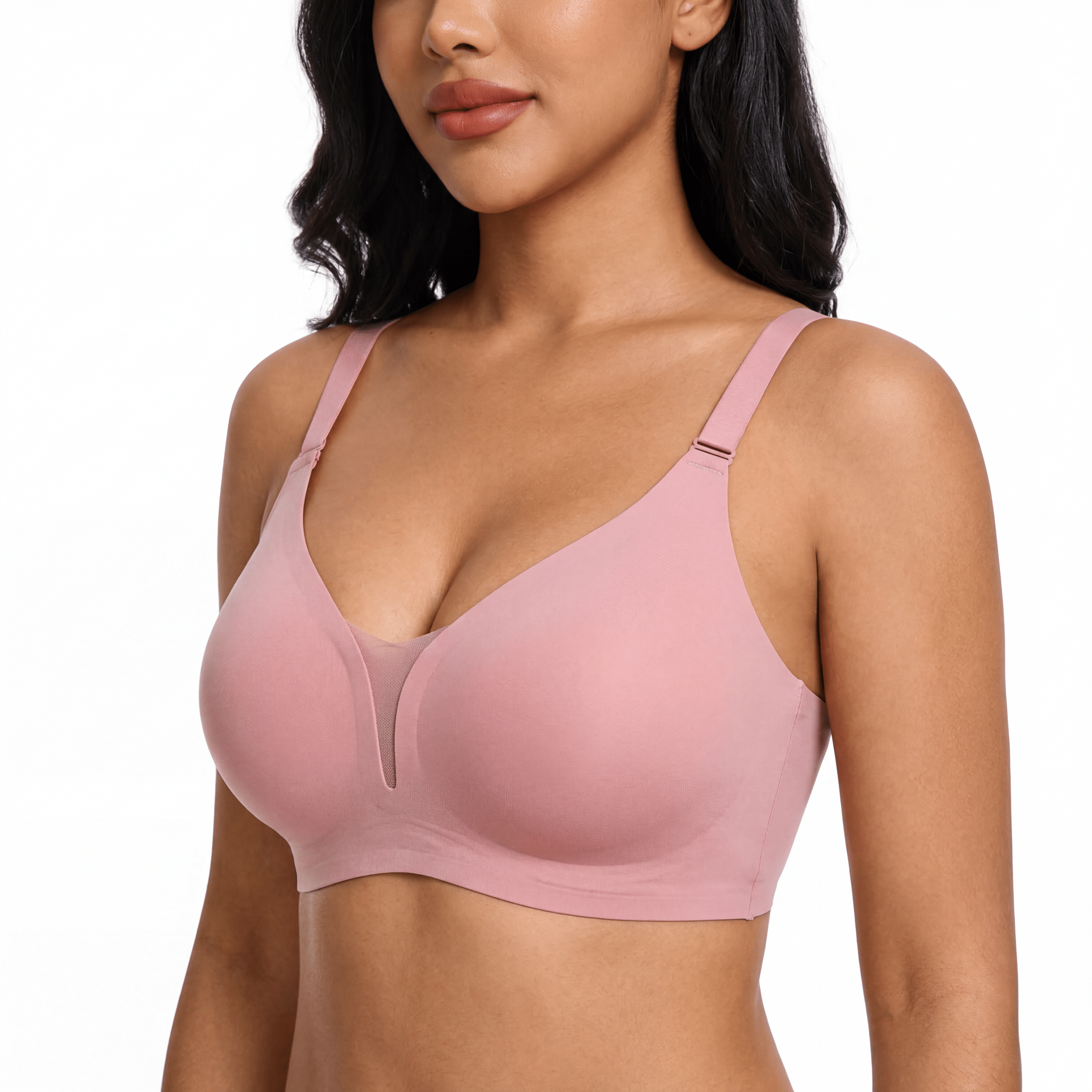 V - Neck Mesh Detail Bra - Bra for Pink - Available at Bella Bra
