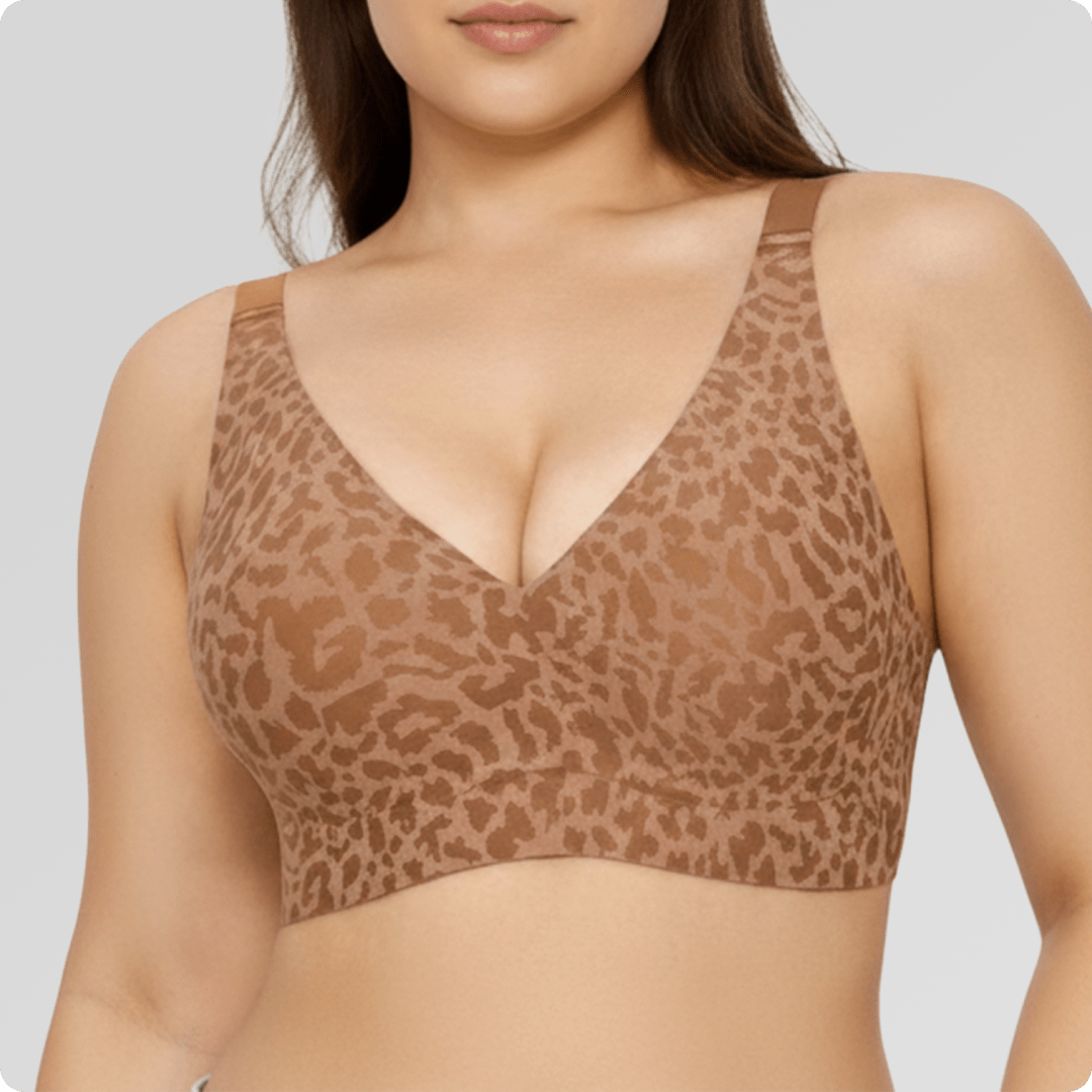 Wireless Deep V Seamless Every Day Bra [LIMITED EDITION] - for Caramel Leopard - Available at Bella Bra