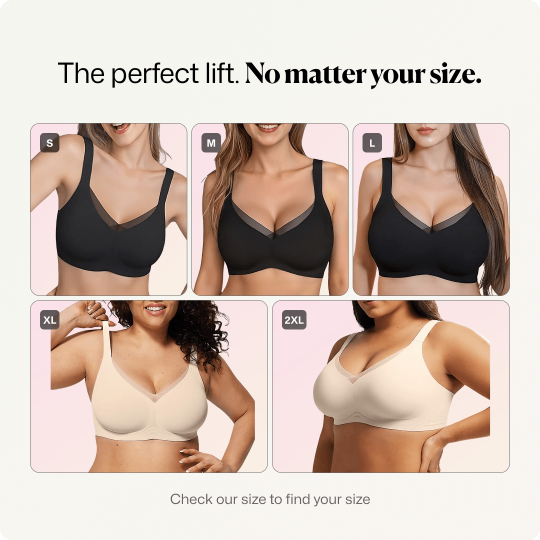 Wireless V - Neck Crossover Mesh Bra - for Red - Available at Bella Bra